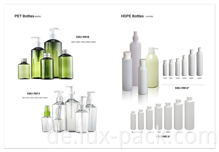 Fine Mist Pet 30ml 50 ml 100 ml 120 ml 150 ml 200 ml 250 ml 500 ml klare Plastiksprayflasche